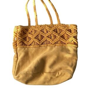 Yellow Macramé Tote Bag